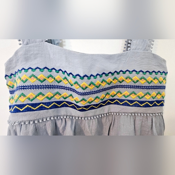 Blu Pepper Sky Blue Elastic Tank Top Women’s Embroidery Size Large - Picture 3 of 12